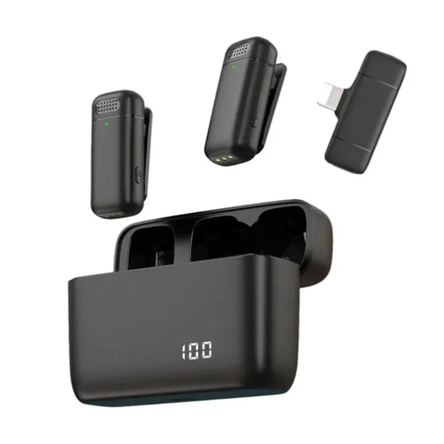 Wireless Lavalier Microphone Mini Portable Noise Reduction Audio Video Recording Microphone For iPhone Android With Charging Box