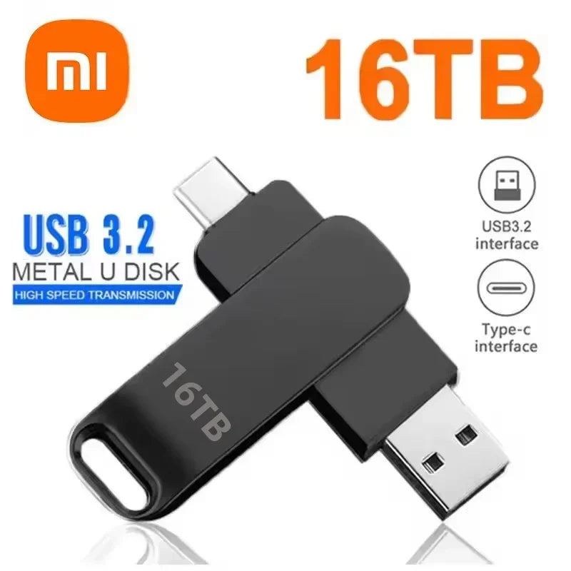 Xiaomi USB 3.2 16TB USB Flash Drive Memory Type-c 2-In-1 8TB 16TB OTG Pendrive 4TB High Speed Flash Disk 2TB For Computer Laptop