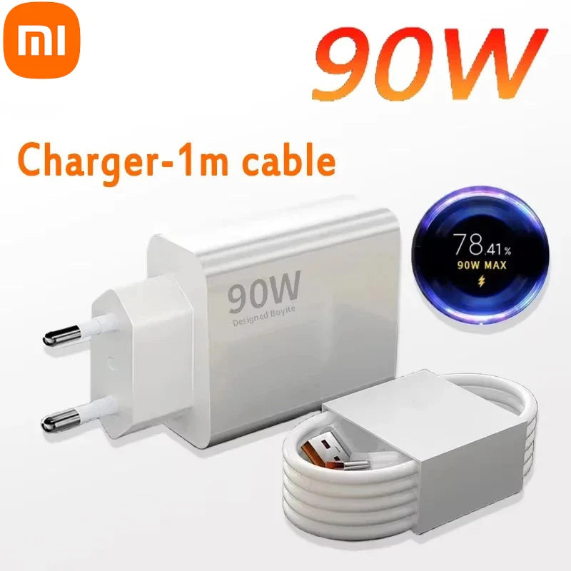 Xiaomi 90W Charger Fast Charge Quick USB 3.0 Type- C Charging Cable EU Charge Adapter For Redmi Note 13 Xiaomi 15 14 Ultra