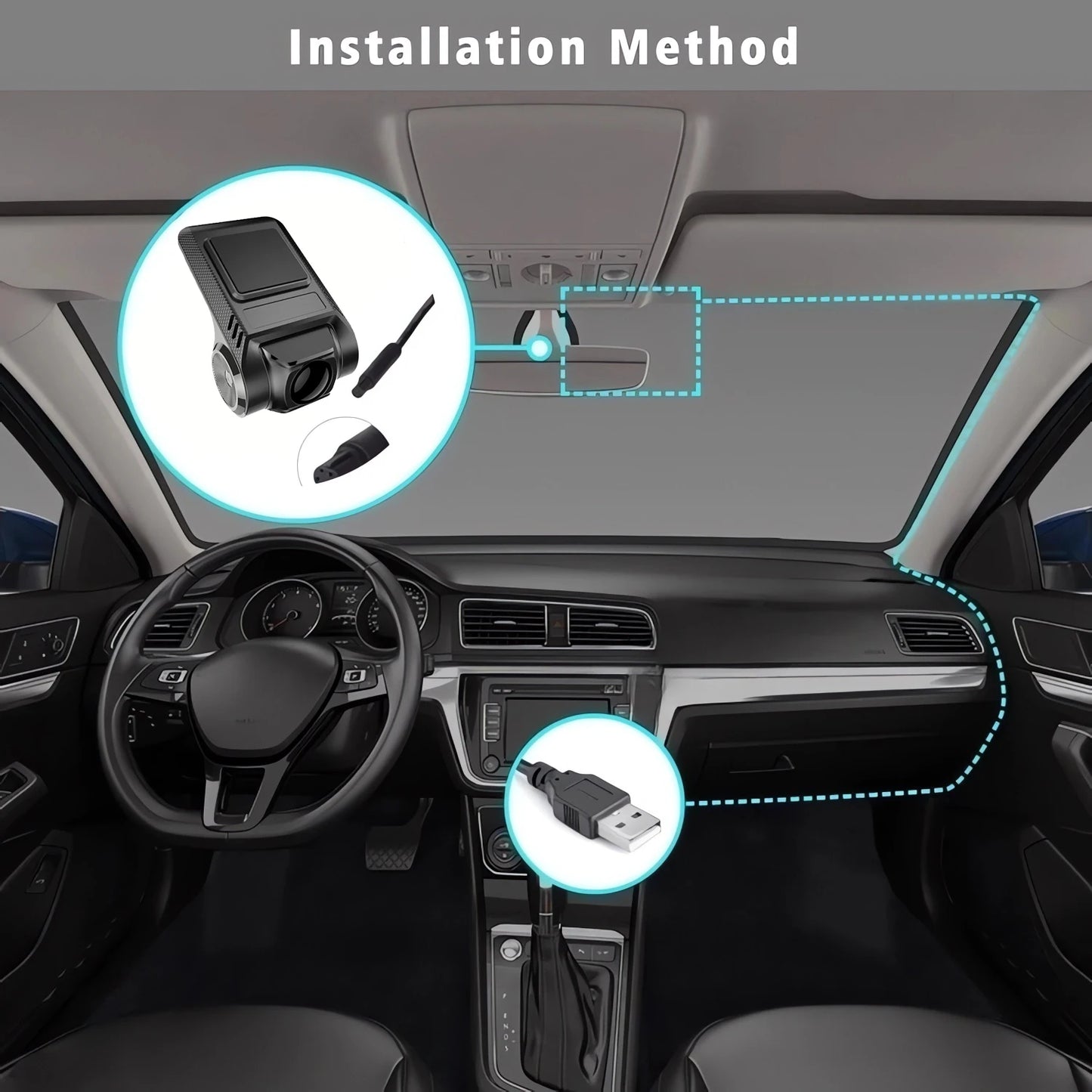 USB Car DVR For Android Media Navigator Dash cam HD Camera Driving Recorder Comes with ADAS Driving Assistance Function