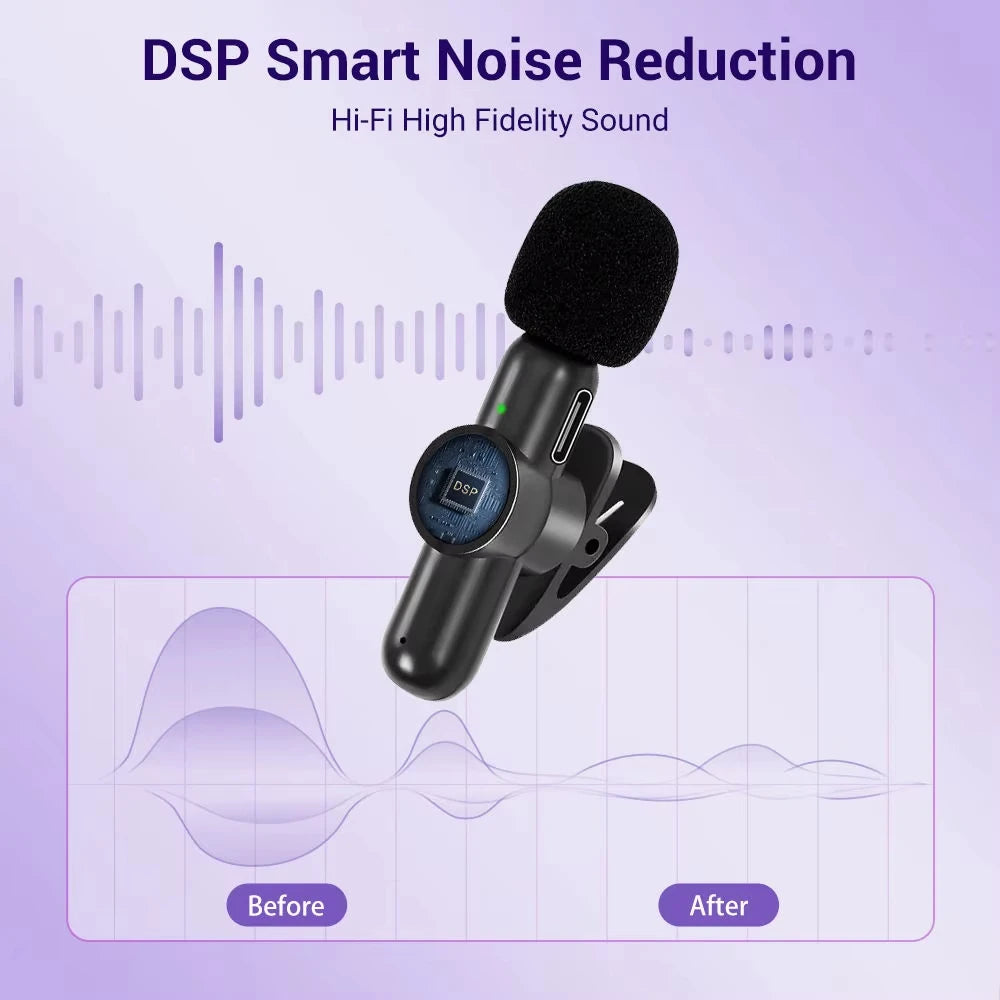 Xiaomi Wireless Lavalier Microphone Mini Portable Smart Noise Reduction Video Recording Microphone for iPhone Android Lapel Mic
