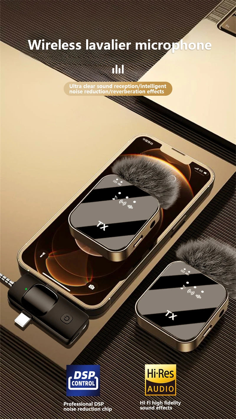 Xiaomi Wireless Lavalier Microphone for iPhone Android Microphone Reverb Sound Video Recording Podcast Noise Reduction Clip mic