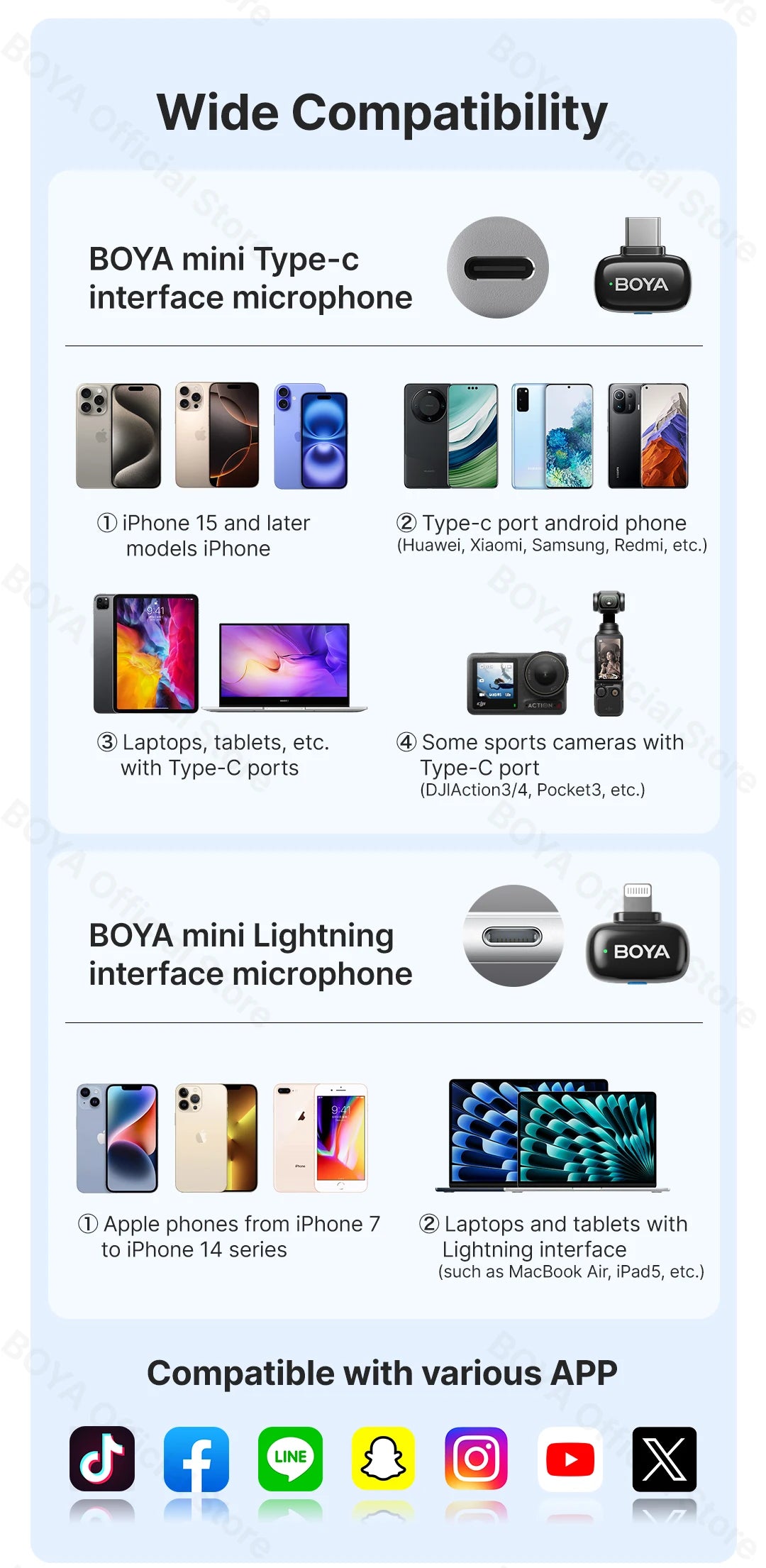BOYA BOYA Mini Wireless Lavalier Lapel Microphone for iPhone iPad Android Type-C Phone Live Broadcast Audio Video Recording Vlog