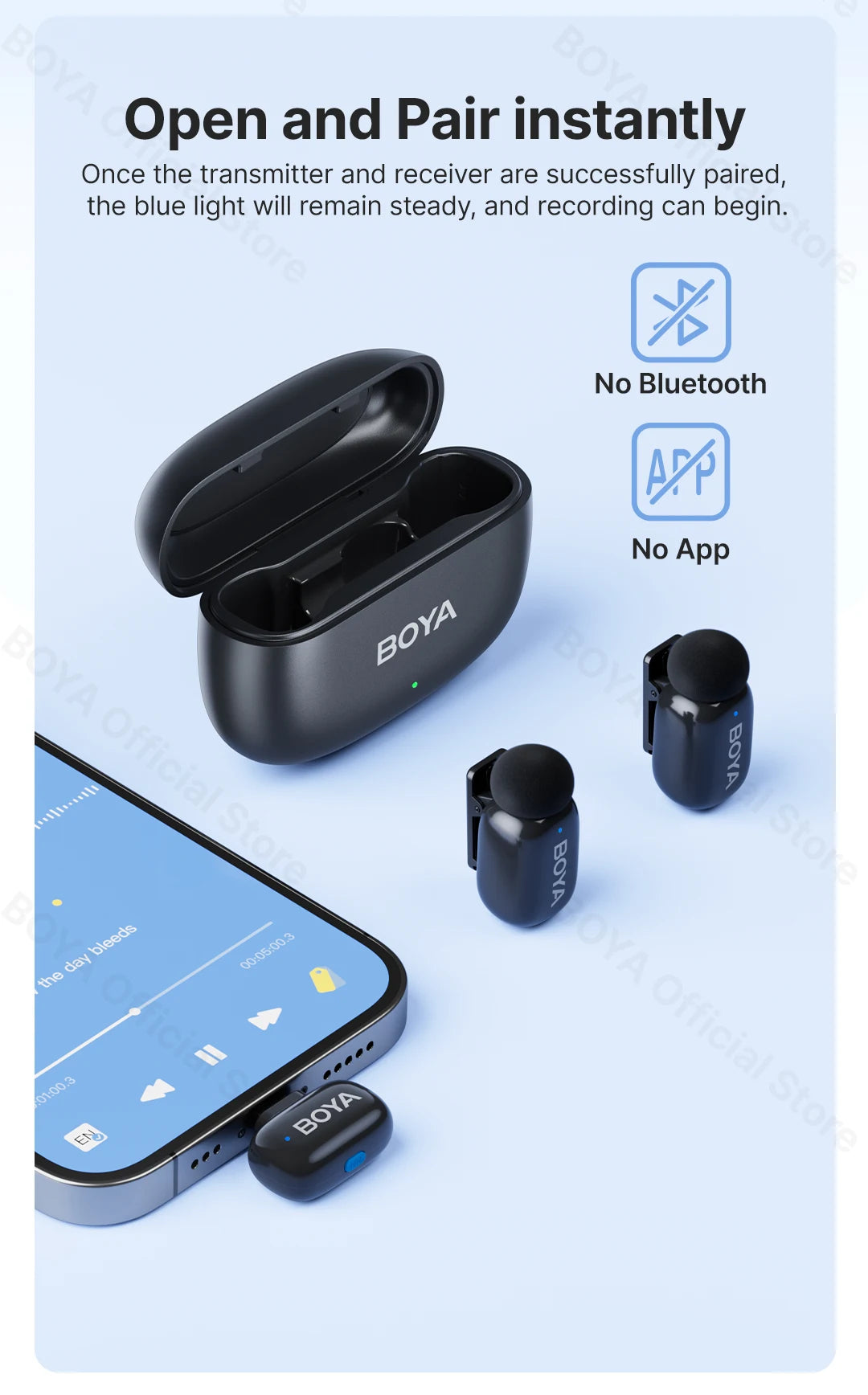 BOYA BOYA Mini Wireless Lavalier Lapel Microphone for iPhone iPad Android Type-C Phone Live Broadcast Audio Video Recording Vlog