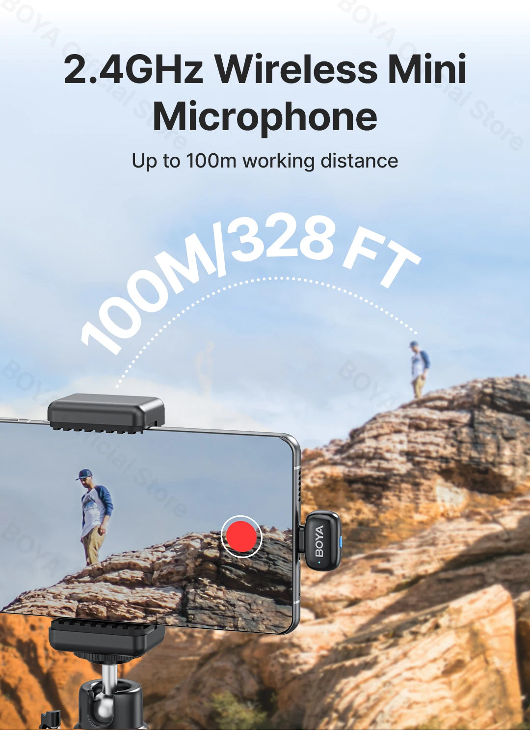BOYA BOYA Mini Wireless Lavalier Lapel Microphone for iPhone iPad Android Type-C Phone Live Broadcast Audio Video Recording Vlog