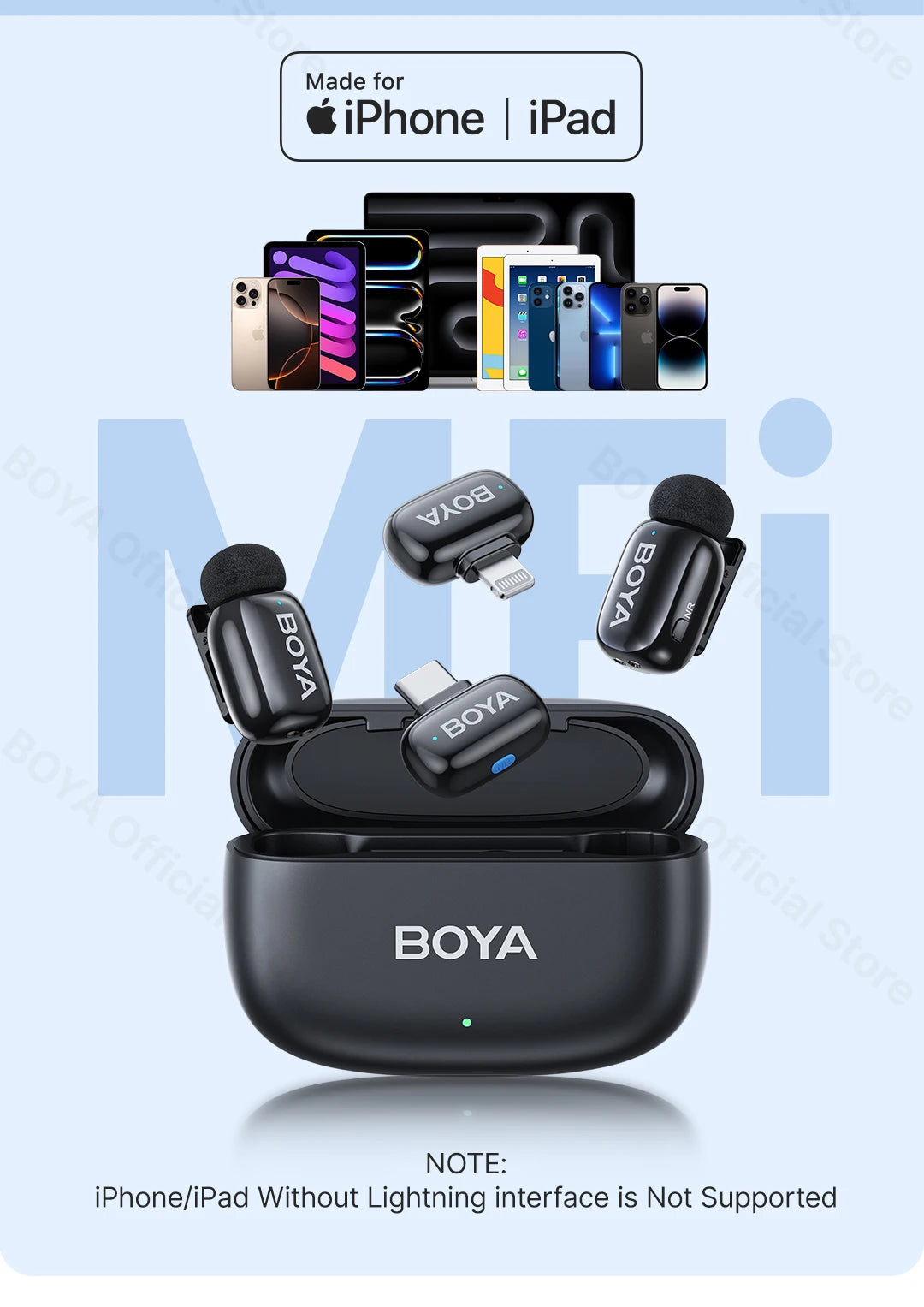 BOYA BOYA Mini Wireless Lavalier Lapel Microphone for iPhone iPad Android Type-C Phone Live Broadcast Audio Video Recording Vlog