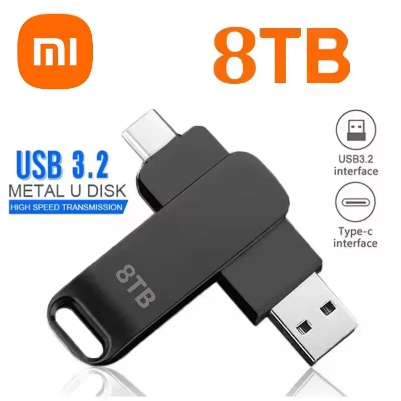 Xiaomi USB 3.2 16TB USB Flash Drive Memory Type-c 2-In-1 8TB 16TB OTG Pendrive 4TB High Speed Flash Disk 2TB For Computer Laptop