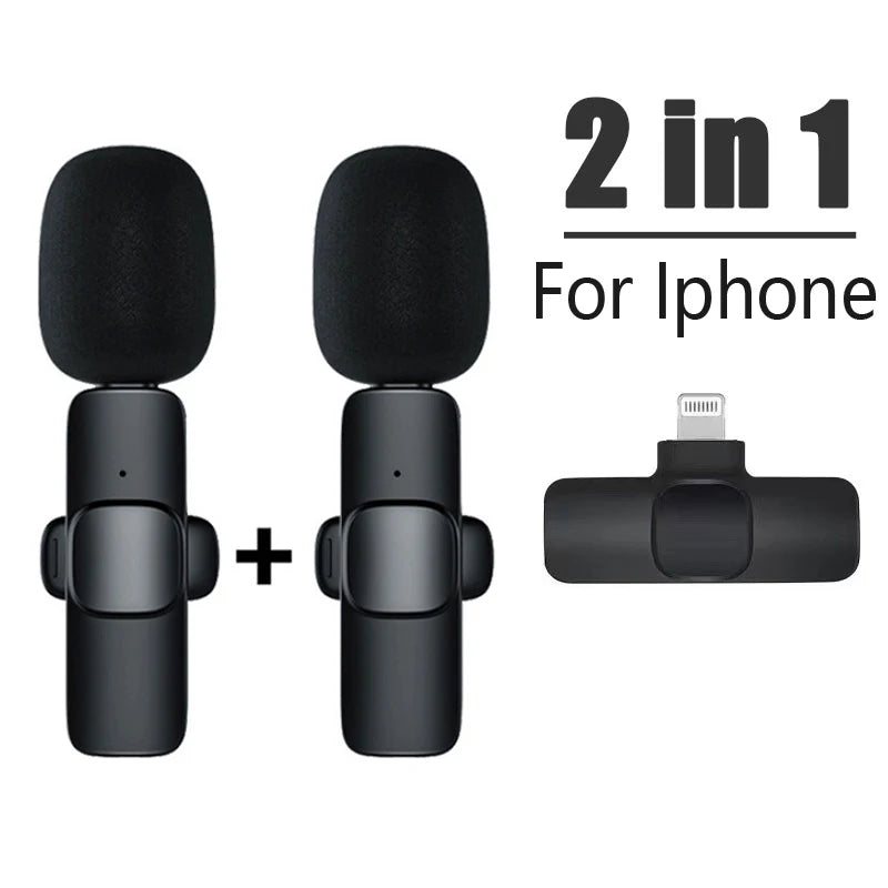 Lavalier Wireless Bluetooth Microphone Portable Audio Video Recording Mini Mic For iPhone Live Broadcast Gaming Phone Type-C
