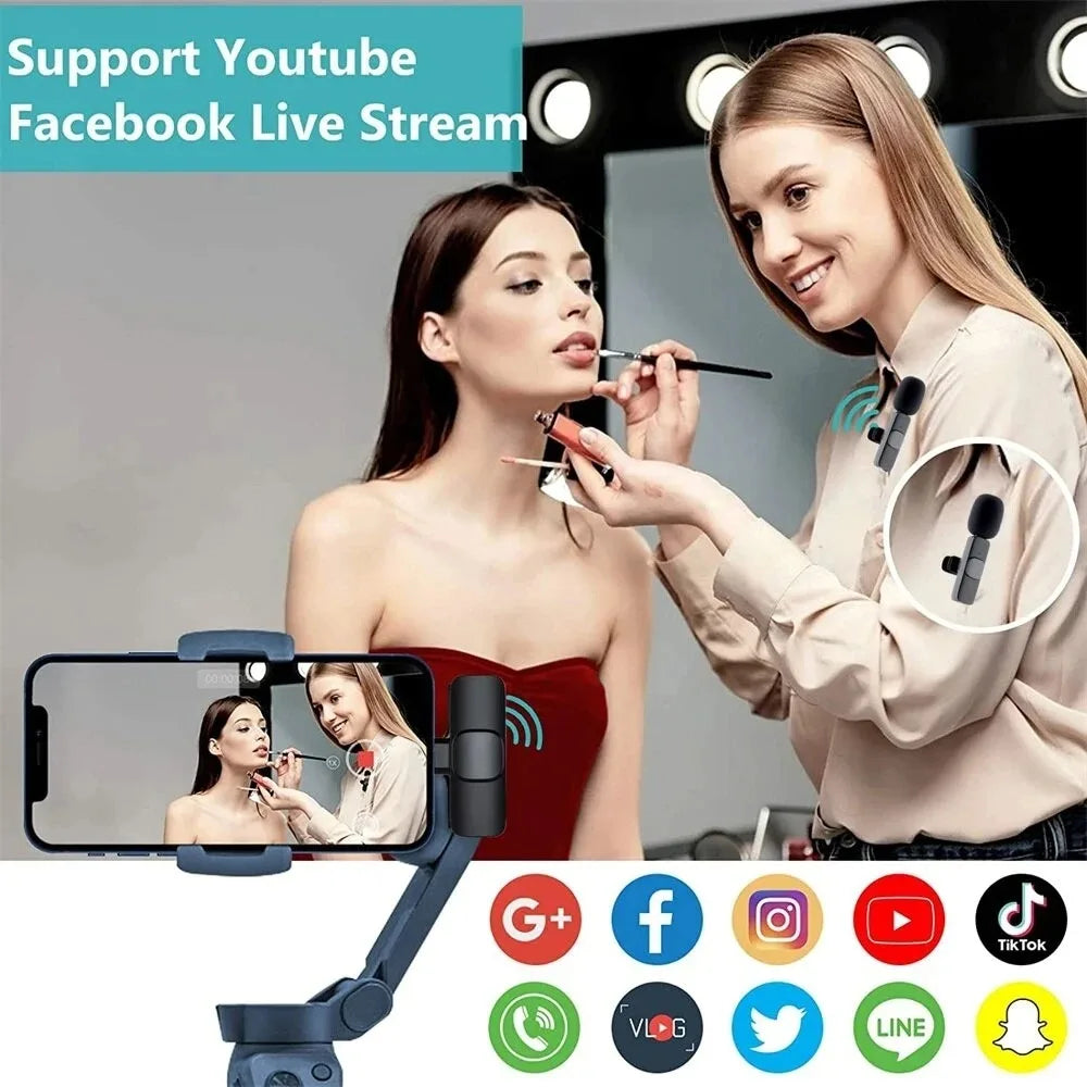 Lavalier Wireless Bluetooth Microphone Portable Audio Video Recording Mini Mic For iPhone Live Broadcast Gaming Phone Type-C
