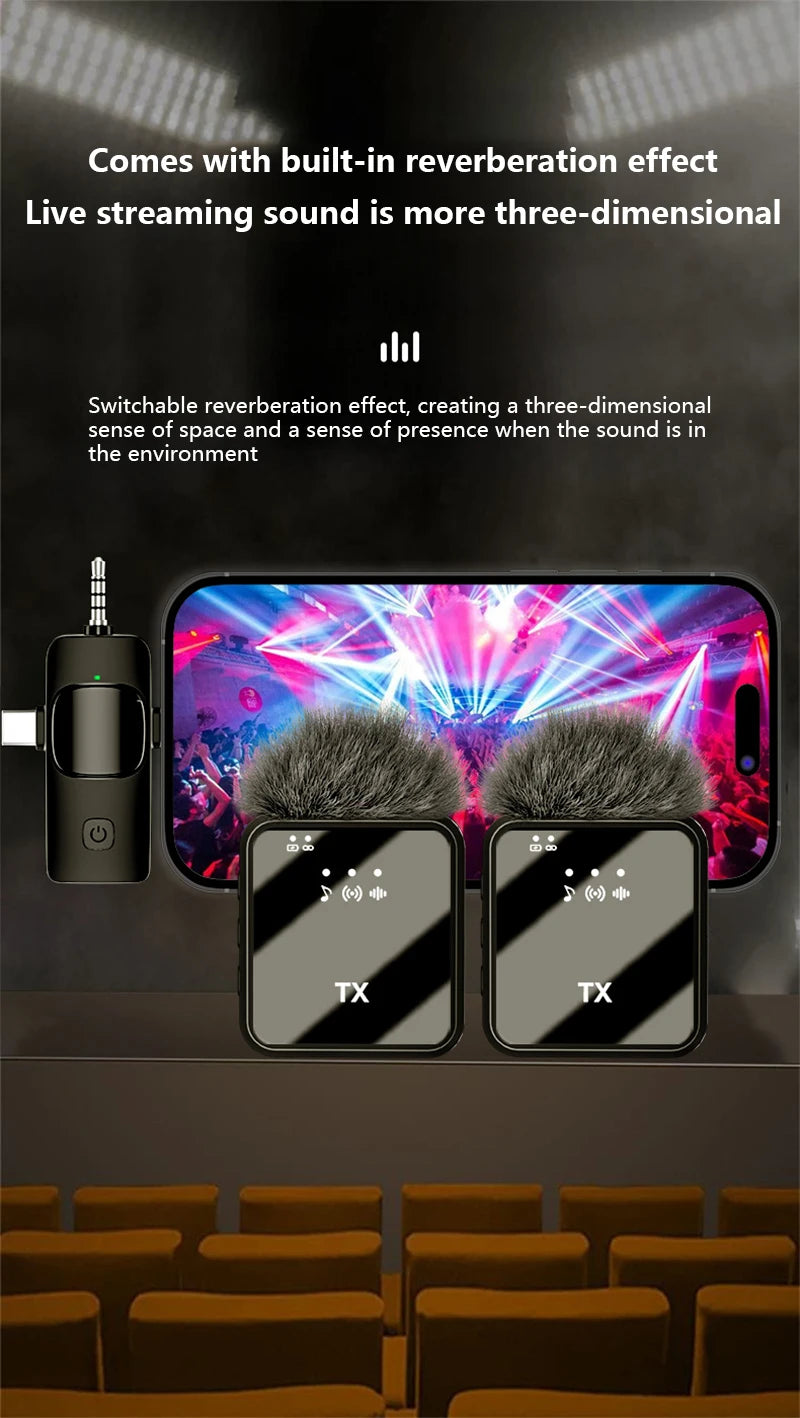 Xiaomi Wireless Lavalier Microphone for iPhone Android Microphone Reverb Sound Video Recording Podcast Noise Reduction Clip mic