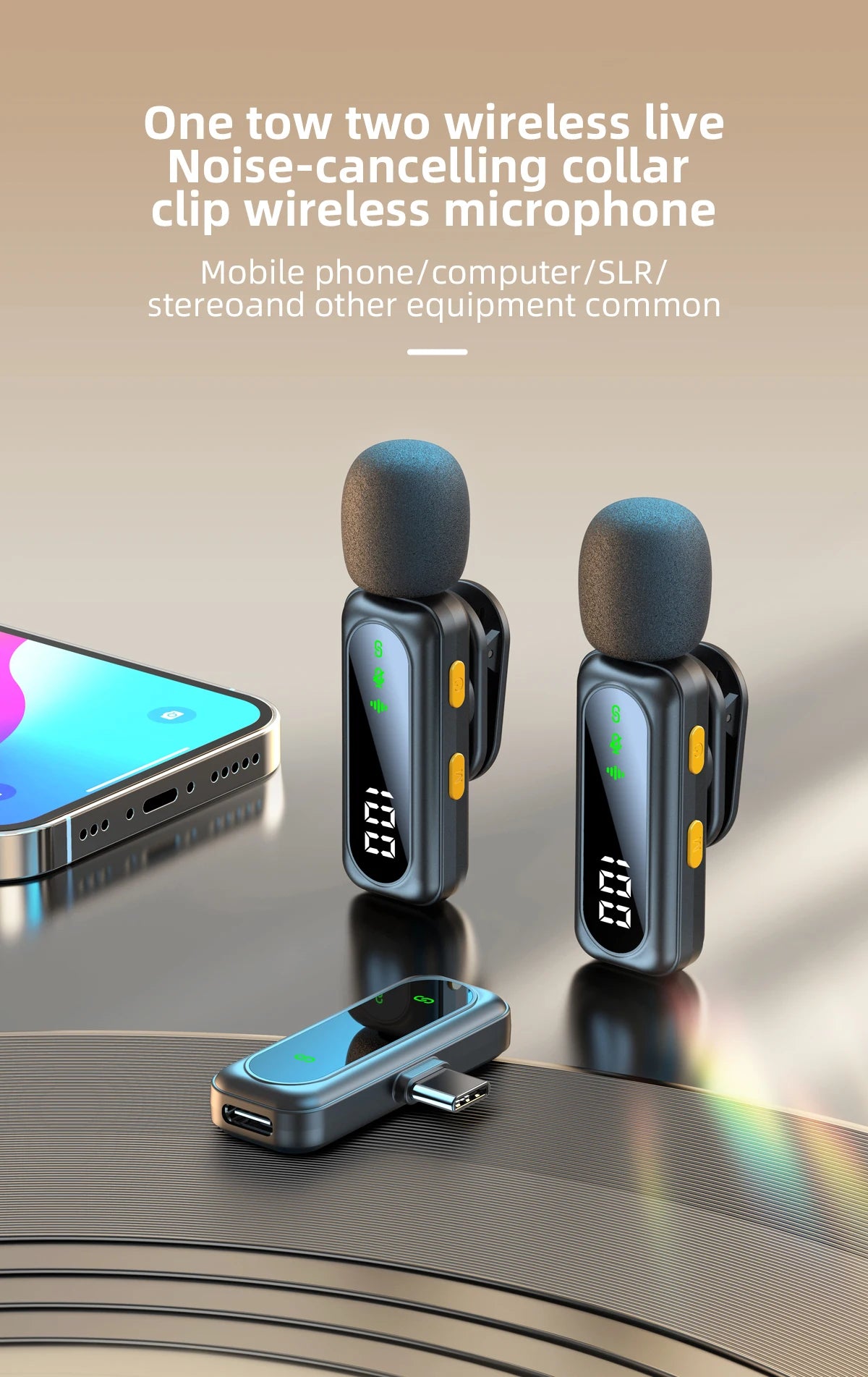 Xiaomi Mijia Wireless Lavalier Lapel Microphone Portable Noise Reduction Audio Recording Type-C for iPhone15-16 Android PC Live