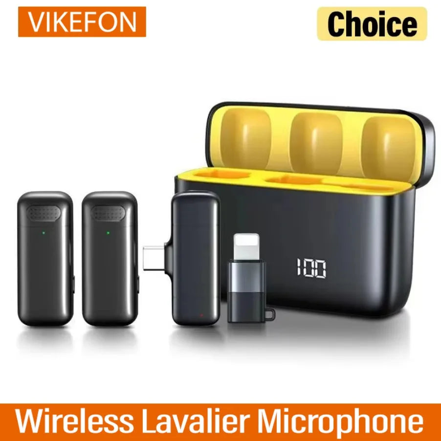 Wireless Lavalier Microphone Mini Portable Noise Reduction Audio Video Recording Microphone For iPhone Android With Charging Box