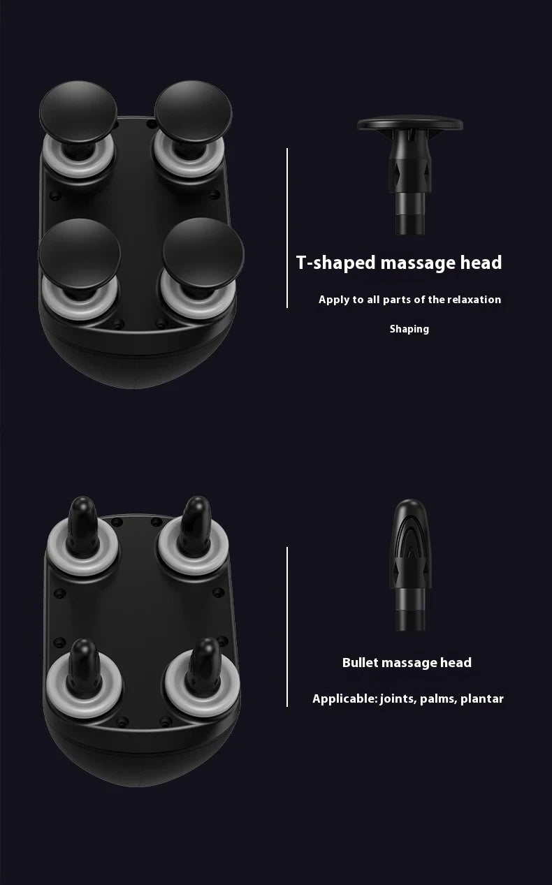 Portable Fascia Gun Muscle Massager Gun Four-head High Frequency Neck Shoulder Waist Massage Machine Professional Fascia Massage