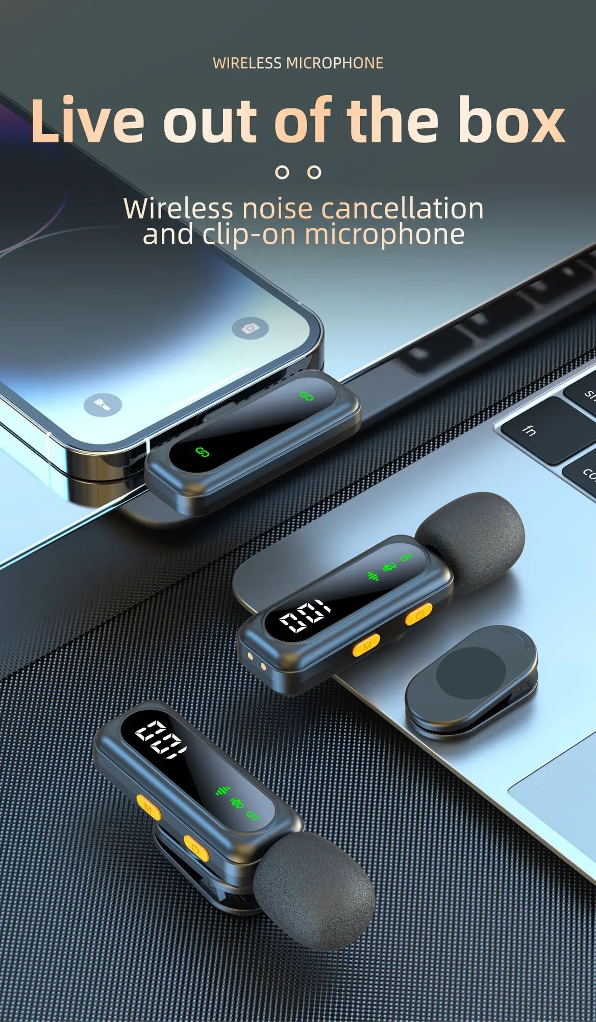 Xiaomi Mijia Wireless Lavalier Lapel Microphone Portable Noise Reduction Audio Recording Type-C for iPhone15-16 Android PC Live