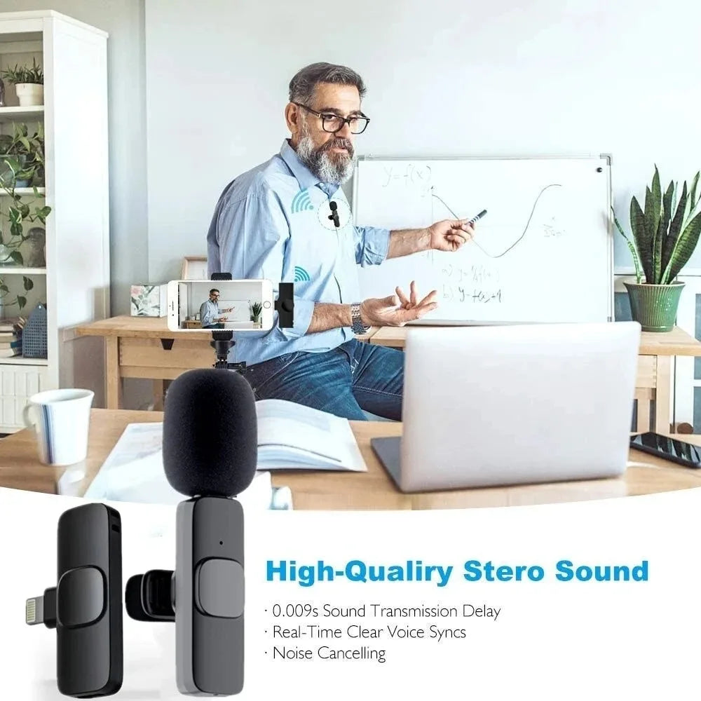 Lavalier Wireless Bluetooth Microphone Portable Audio Video Recording Mini Mic For iPhone Live Broadcast Gaming Phone Type-C