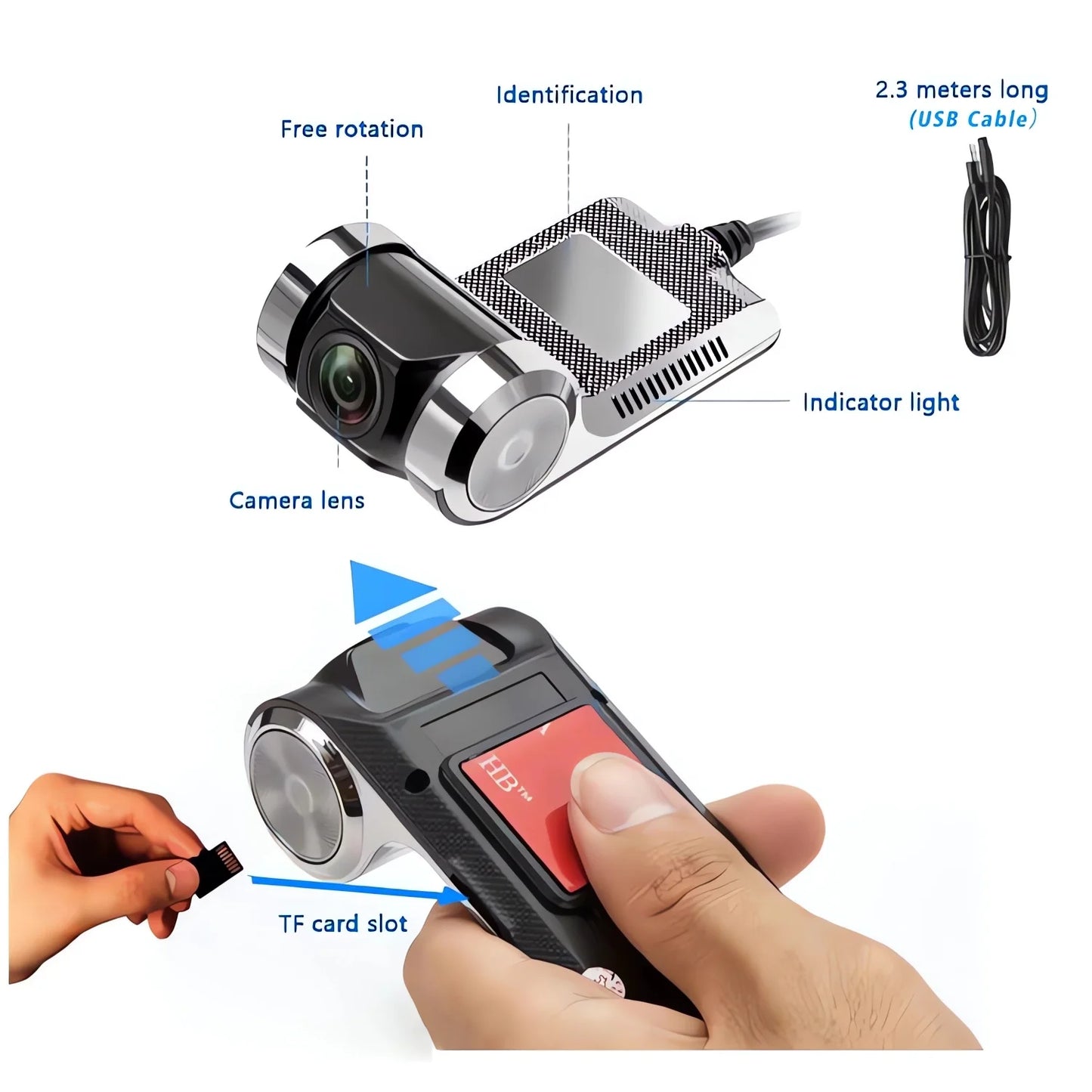 USB Car DVR For Android Media Navigator Dash cam HD Camera Driving Recorder Comes with ADAS Driving Assistance Function