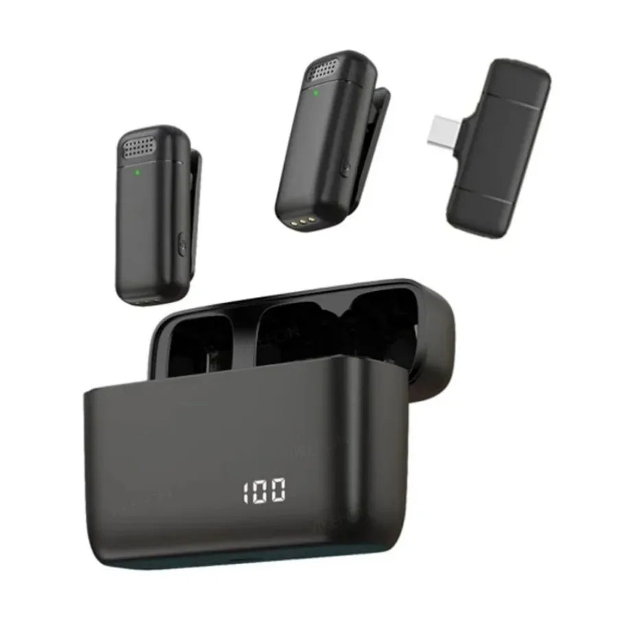 Wireless Lavalier Microphone Mini Portable Noise Reduction Audio Video Recording Microphone For iPhone Android With Charging Box