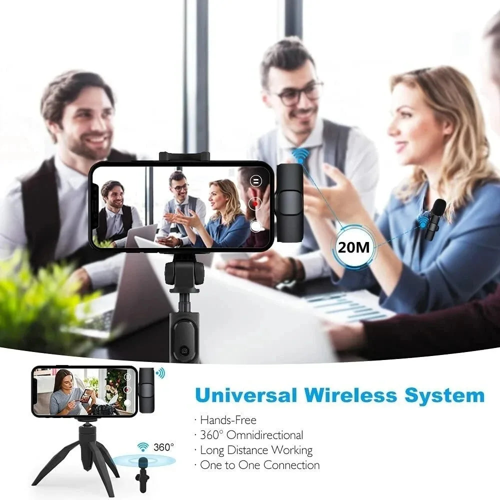 Lavalier Wireless Bluetooth Microphone Portable Audio Video Recording Mini Mic For iPhone Live Broadcast Gaming Phone Type-C