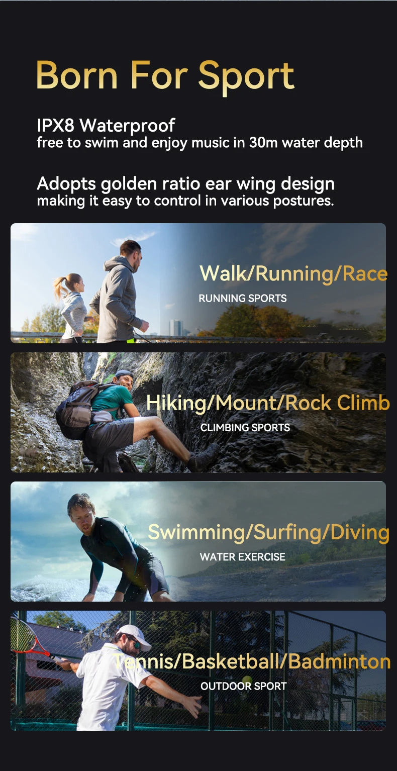 XIAOMI MIJIA Swimming Bone Conduction Earphones Bluetooth Wireless Hifi Headphone IPX8 Waterproof 32GB MP3 Player Mic Headset