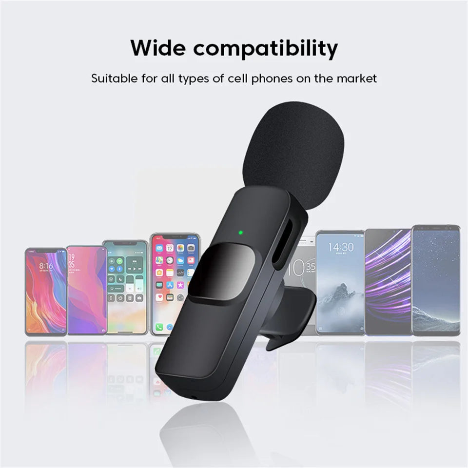Lavalier Wireless Bluetooth Microphone Portable Audio Video Recording Mini Mic For iPhone Live Broadcast Gaming Phone Type-C