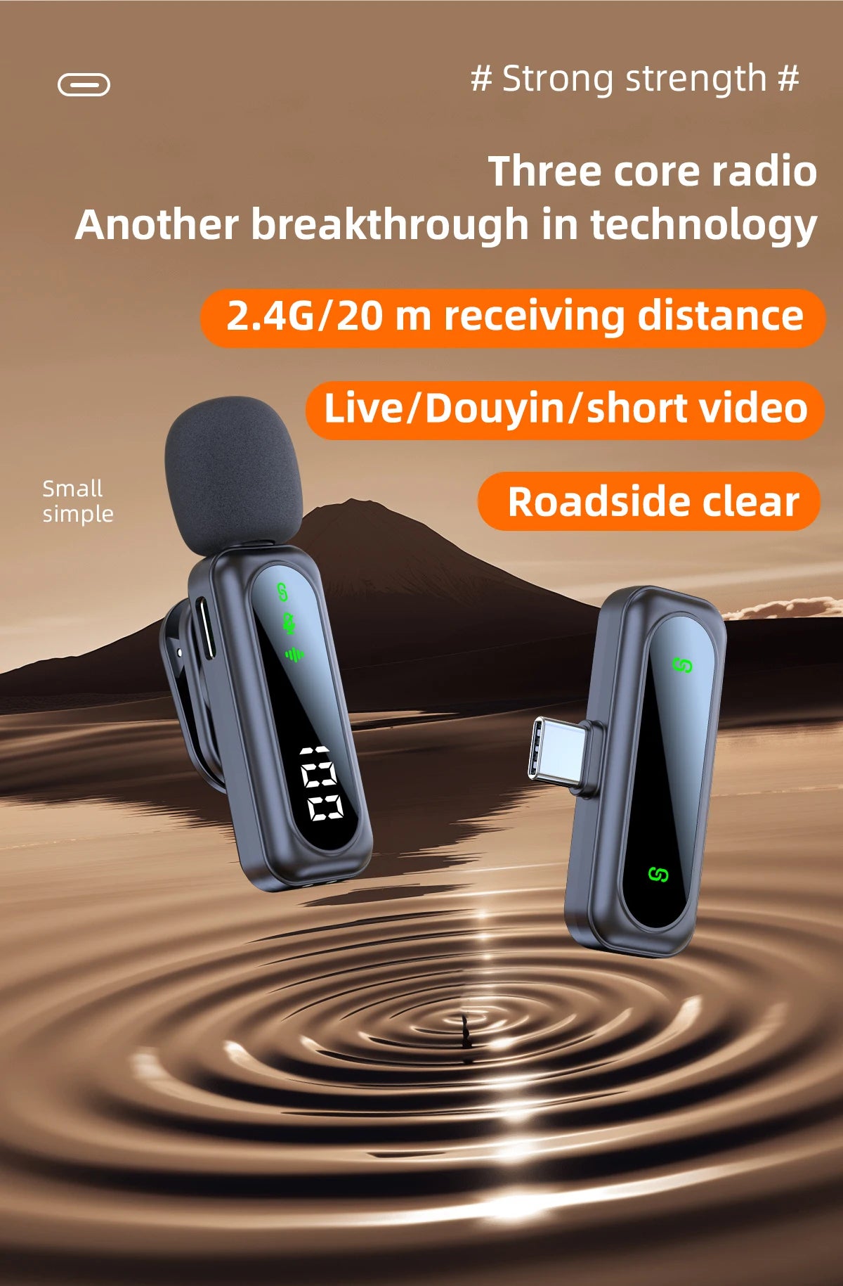 Xiaomi Mijia Wireless Lavalier Lapel Microphone Portable Noise Reduction Audio Recording Type-C for iPhone15-16 Android PC Live