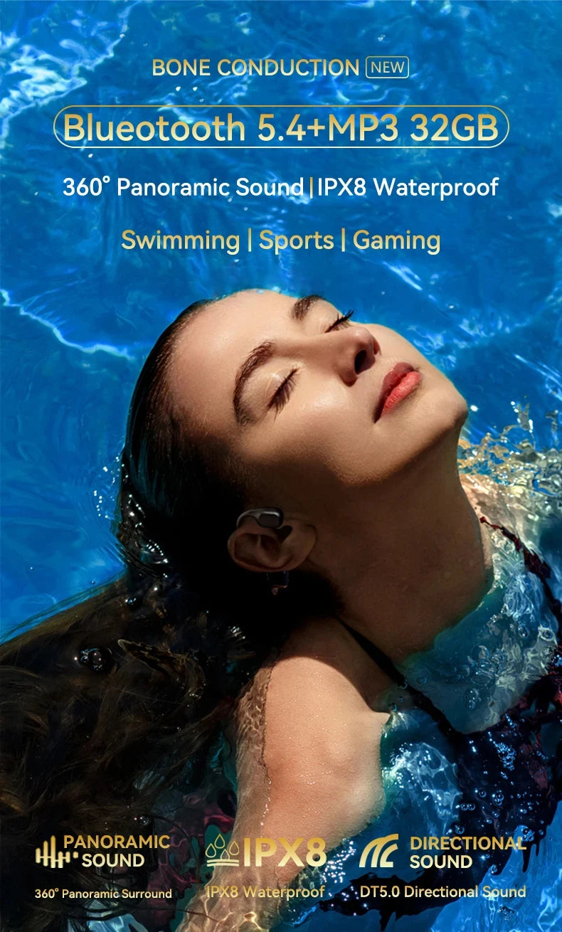 XIAOMI MIJIA Swimming Bone Conduction Earphones Bluetooth Wireless Hifi Headphone IPX8 Waterproof 32GB MP3 Player Mic Headset