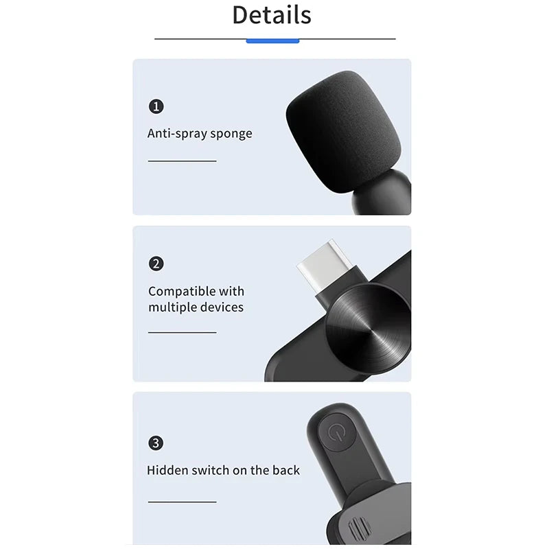 Xiaomi Wireless Lavalier Microphone Mini Portable Smart Noise Reduction Video Recording Microphone for iPhone Android Lapel Mic