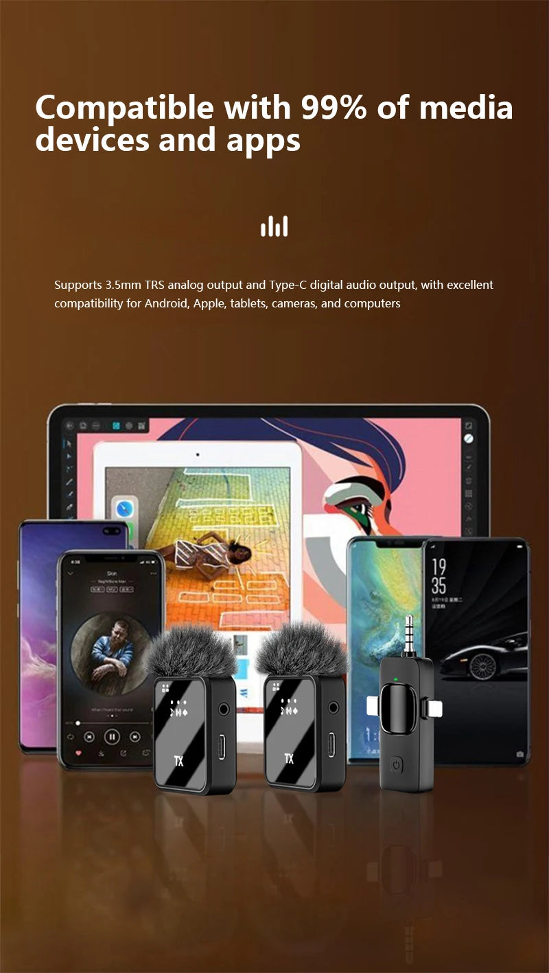 Xiaomi Wireless Lavalier Microphone for iPhone Android Microphone Reverb Sound Video Recording Podcast Noise Reduction Clip mic