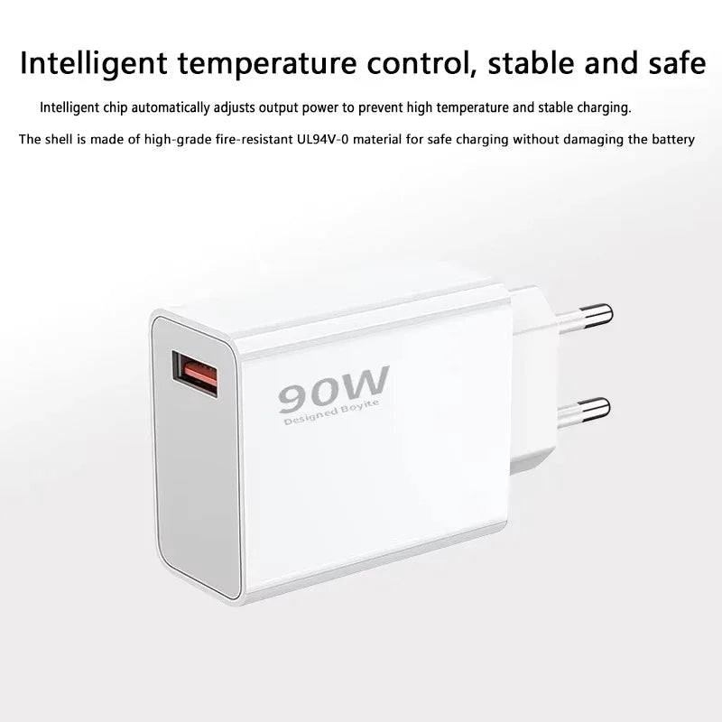 Xiaomi 90W Charger Fast Charge Quick USB 3.0 Type- C Charging Cable EU Charge Adapter For Redmi Note 13 Xiaomi 15 14 Ultra