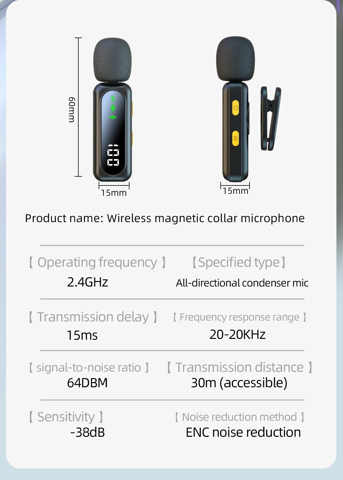Xiaomi Mijia Wireless Lavalier Lapel Microphone Portable Noise Reduction Audio Recording Type-C for iPhone15-16 Android PC Live