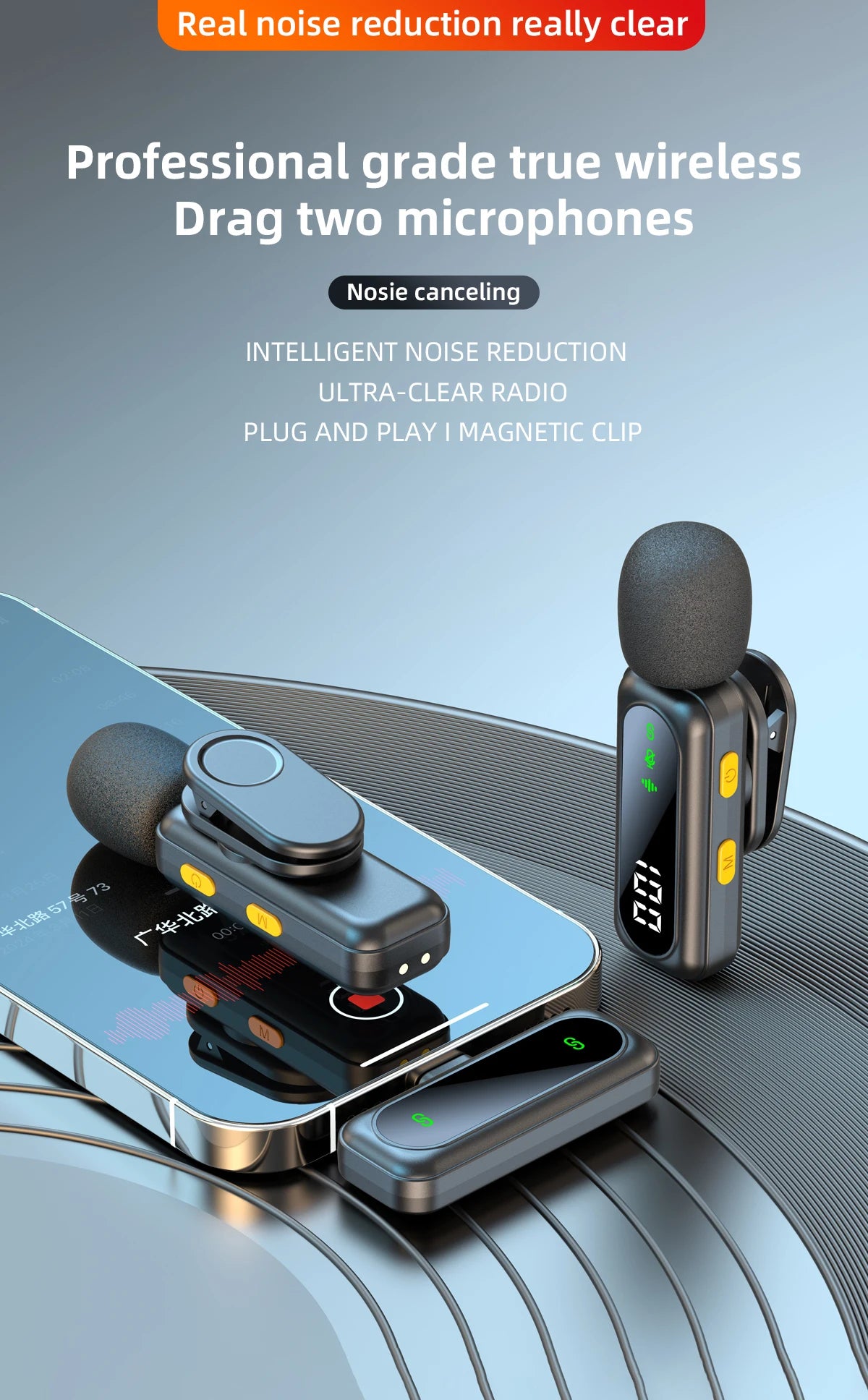 Xiaomi Mijia Wireless Lavalier Lapel Microphone Portable Noise Reduction Audio Recording Type-C for iPhone15-16 Android PC Live