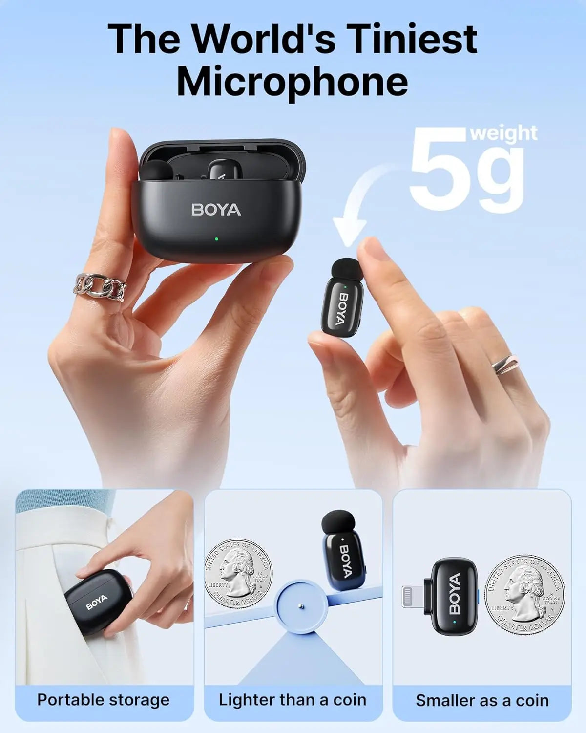 BOYA BOYA Mini Wireless Lavalier Lapel Microphone for iPhone iPad Android Type-C Phone Live Broadcast Audio Video Recording Vlog