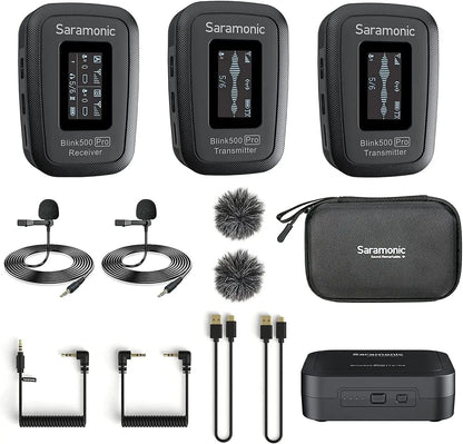 Saramonic Blink500 Pro Wireless Lavalier Microphone for iPhone Android PC Computer DSLR Cameras Youtube Recording Streaming Vlog