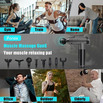 1200-9800 rpm High-Power Deep Muscle Massage Gun Electric Massager with 8 Heads For Body Neck Back Leg Fitness Tool 30 Levels