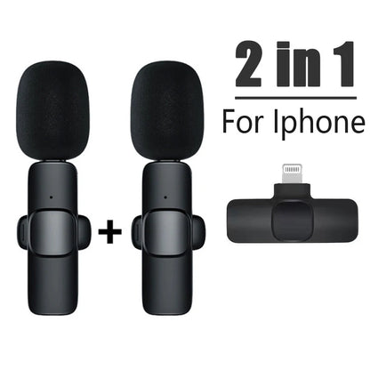 Lavalier Wireless Bluetooth Microphone Portable Audio Video Recording Mini Mic For iPhone Live Broadcast Gaming Phone Type-C