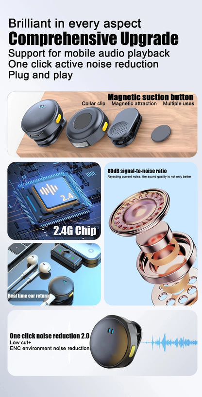 Xiaomi Lavalier Microphone Wireless Microphone Magnetic Suction Microphone With Charging Case For Video Recording Plug and Play