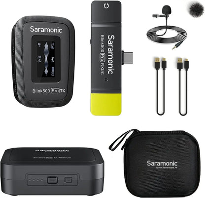 Saramonic Blink500 Pro Wireless Lavalier Microphone for iPhone Android PC Computer DSLR Cameras Youtube Recording Streaming Vlog