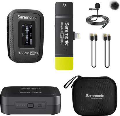Saramonic Blink500 Pro Wireless Lavalier Microphone for iPhone Android PC Computer DSLR Cameras Youtube Recording Streaming Vlog