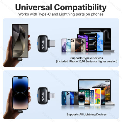 BOYA BOYA Mini Wireless Lavalier Lapel Microphone for iPhone iPad Android Type-C Phone Live Broadcast Audio Video Recording Vlog
