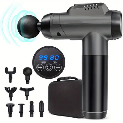1200-9800 rpm High-Power Deep Muscle Massage Gun Electric Massager with 8 Heads For Body Neck Back Leg Fitness Tool 30 Levels
