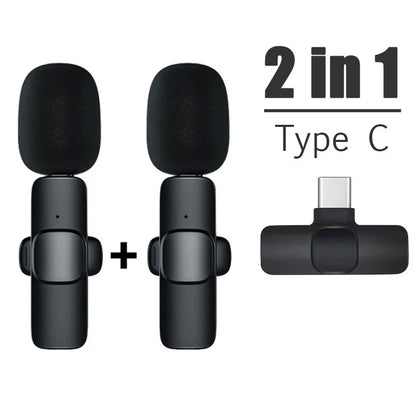 Lavalier Wireless Bluetooth Microphone Portable Audio Video Recording Mini Mic For iPhone Live Broadcast Gaming Phone Type-C